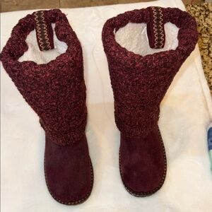 Muk Luks Maroon Knit Winter Boots